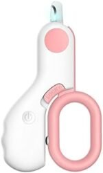 Pink Pet Nail Clippers with LED Light and Stainless Steel Blades for Small Animals