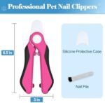 Pink Pet Nail Clippers with Safety Guard and Nail File - Image 4